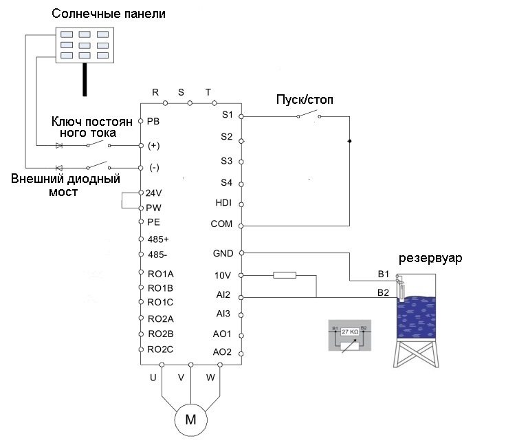 Подключение GD100-01 от солнечных батарей